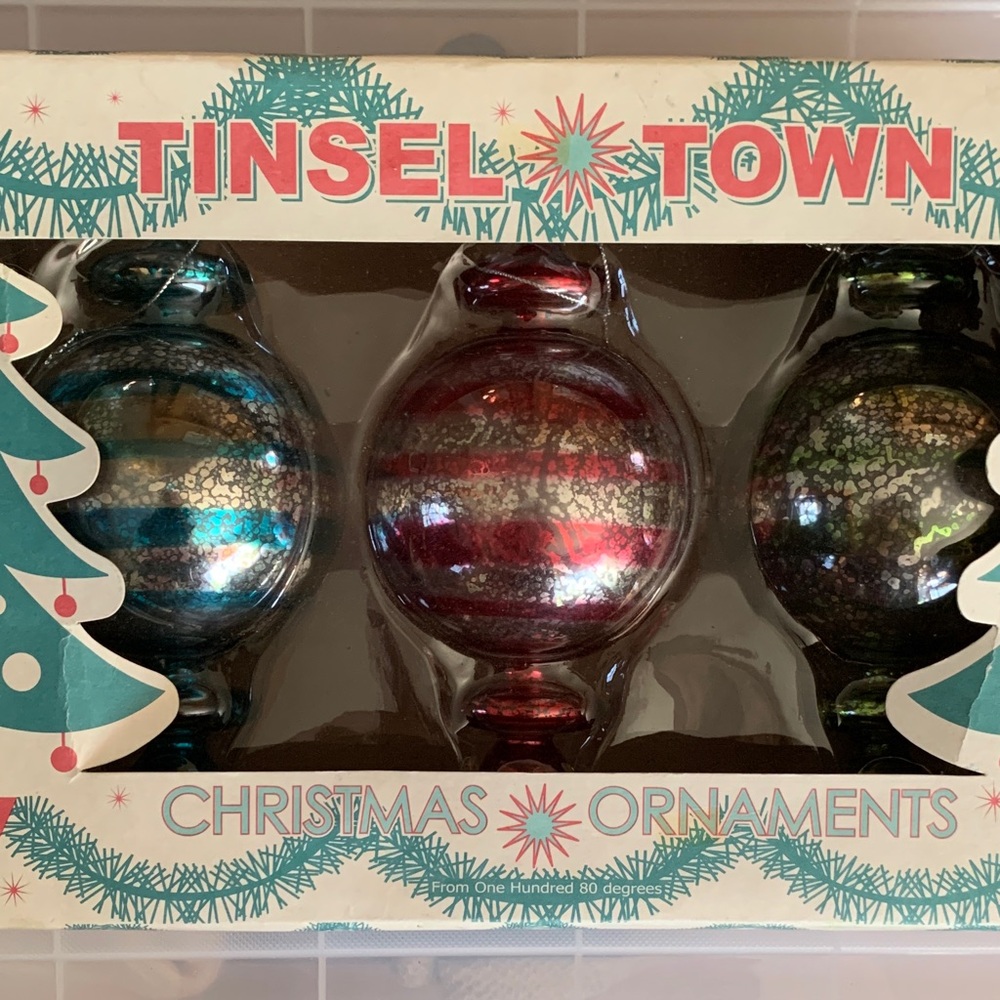 Tinseltown Festive Ornament Trio - Red, Blue, Green